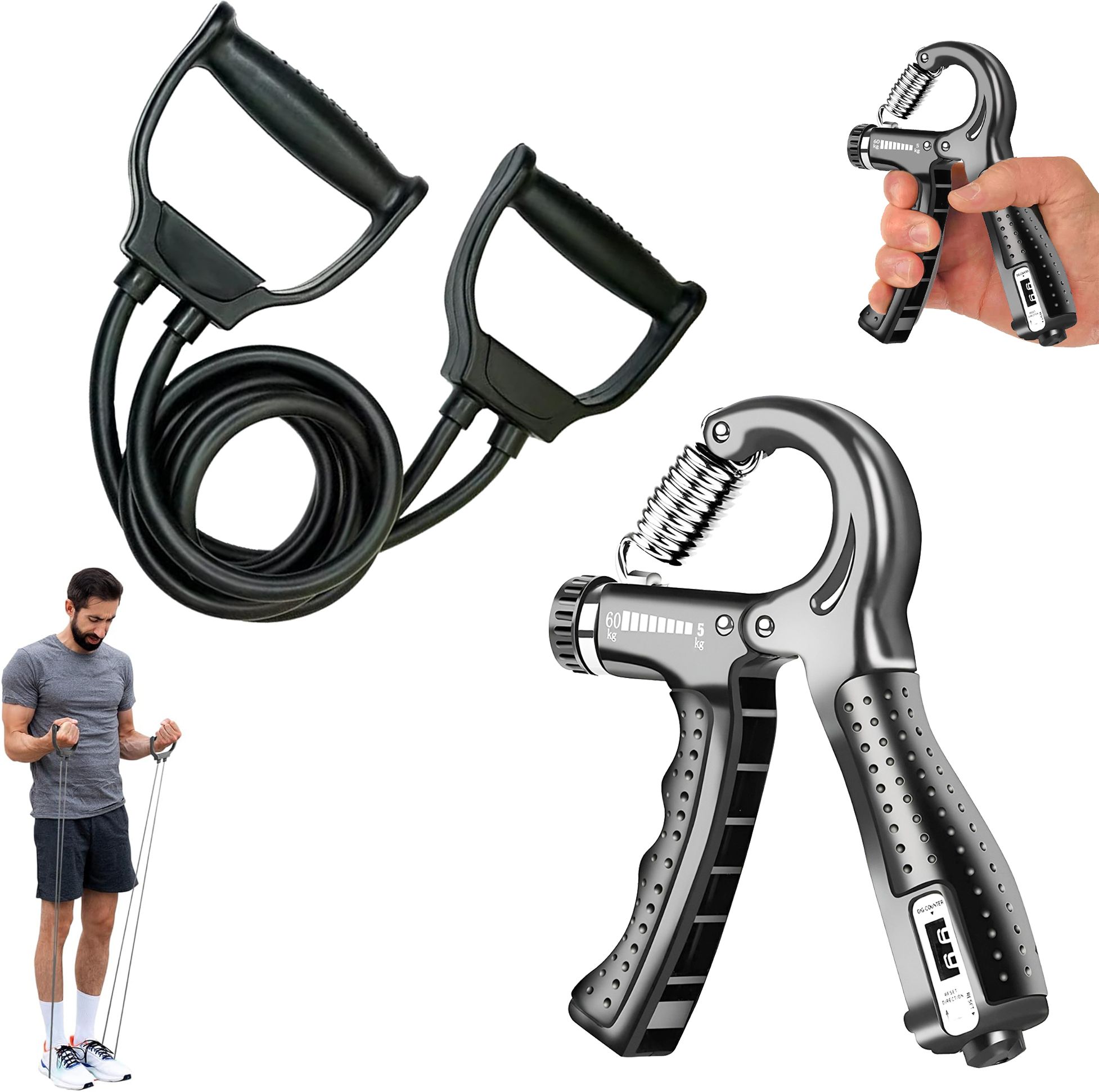 Fitness Combo Of Toning Tube with Countable Hand Grip for Body Workout Fitness Accessory Kit Kit