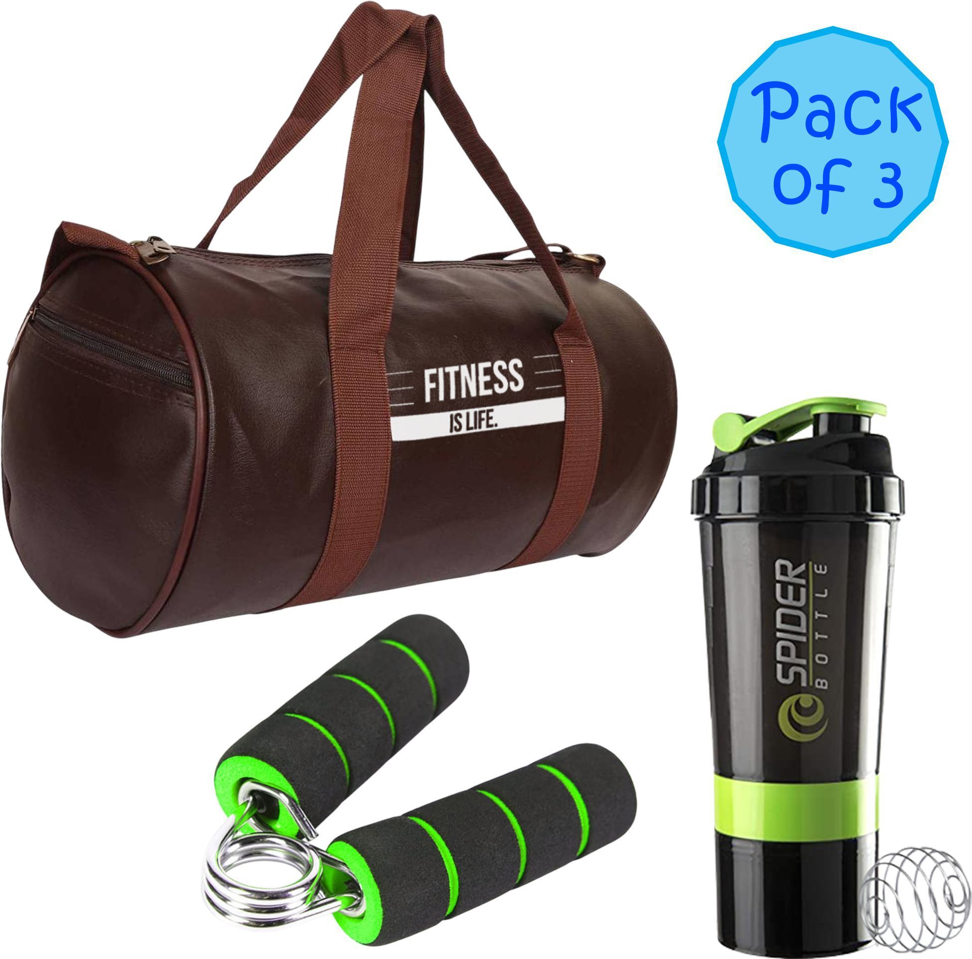 Fitness Duffle Bag Protein shaker Bottle Gym Hand Grip Leather Gym Sports Bag Fitness Accessory Kit Kit-image-2