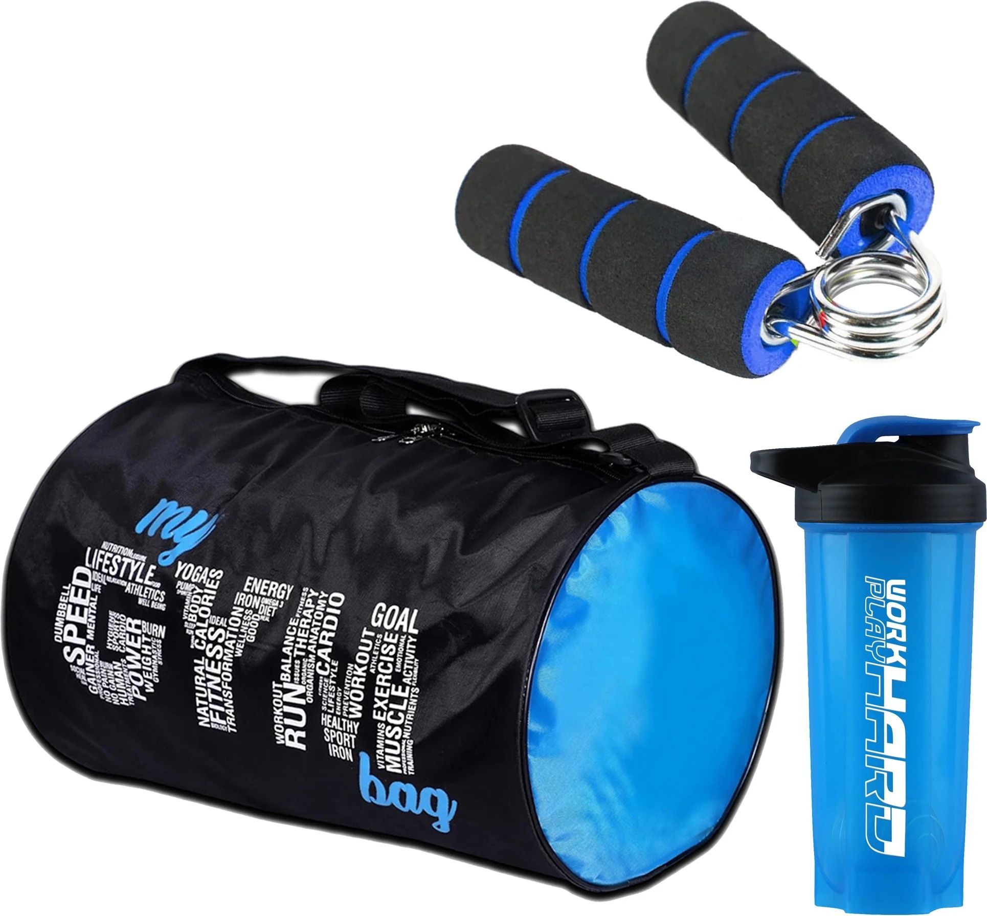 true indian Gym Bag Ultimate Combo My Gym Bag with Protein Shaker Bottle & Hand Gripper Fitness Accessory Kit Kit-picture-4