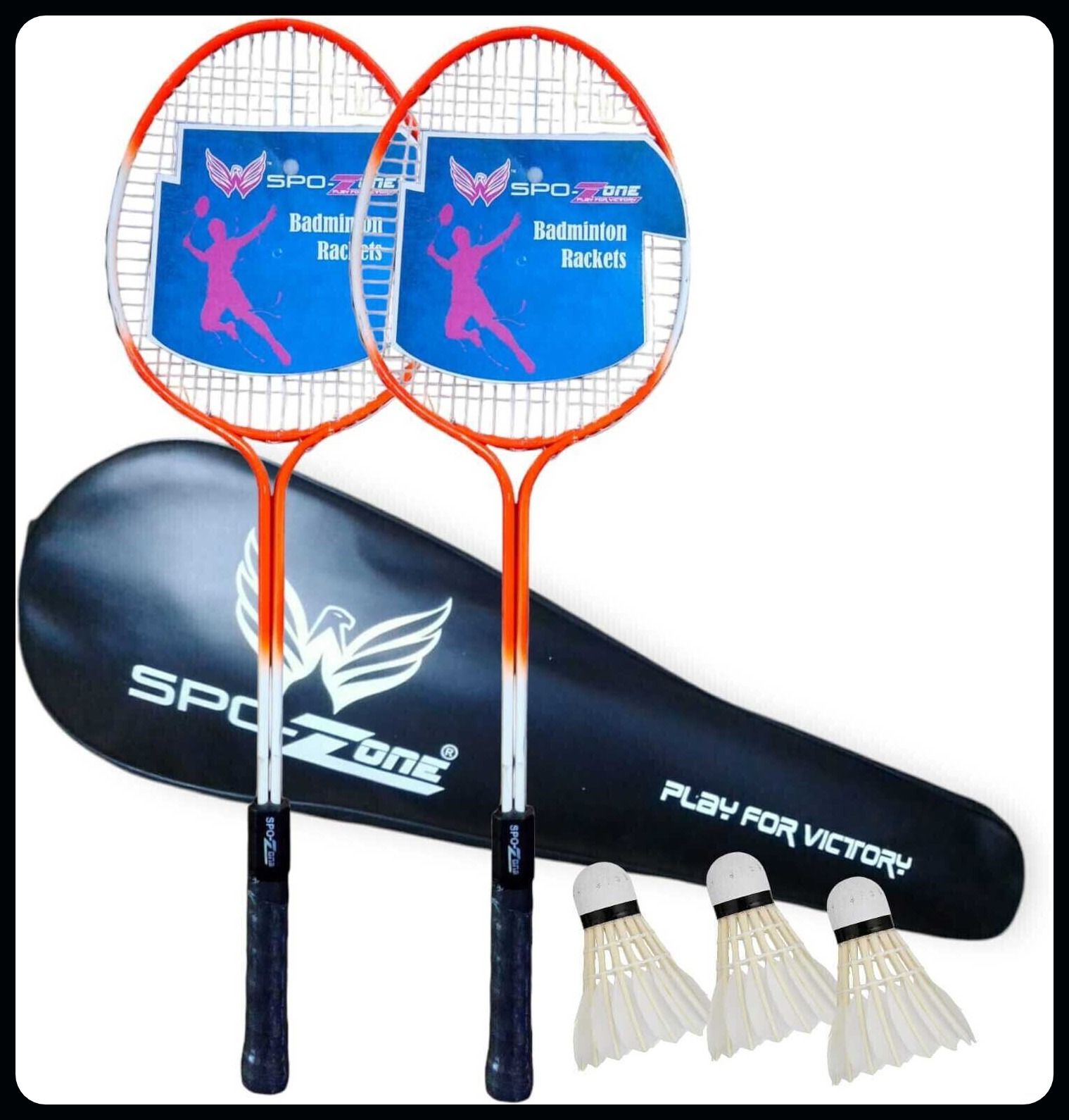 spo zone Premium Quality Badminton Racket And Shuttle Cock With Cover 26183-51 Badminton Kit-picture-6