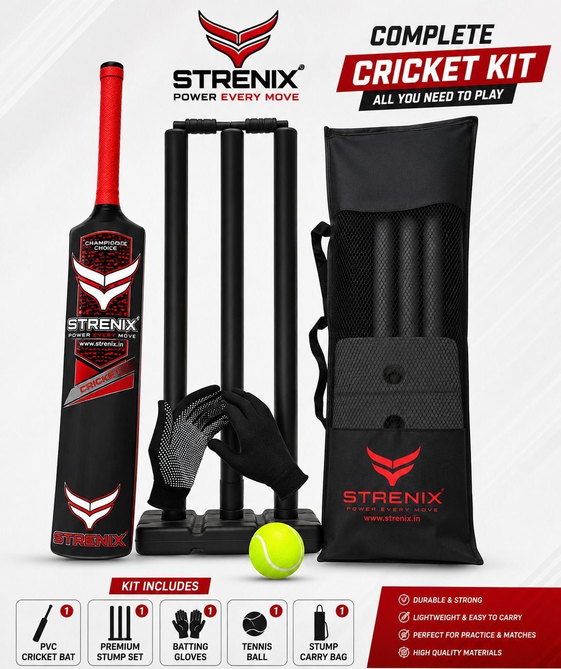 trock Everything You Need to Play | Bat, Ball, Stumps, Gloves & Bag Combo Best Value Cricket Kit-picture-10