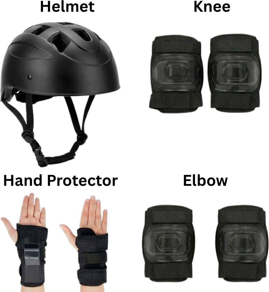 Kids Outdoor Safety Set (4–10 Years) – Helmet, Knee Pads, Elbow Pads & Wrist Cycling Kit-image-32