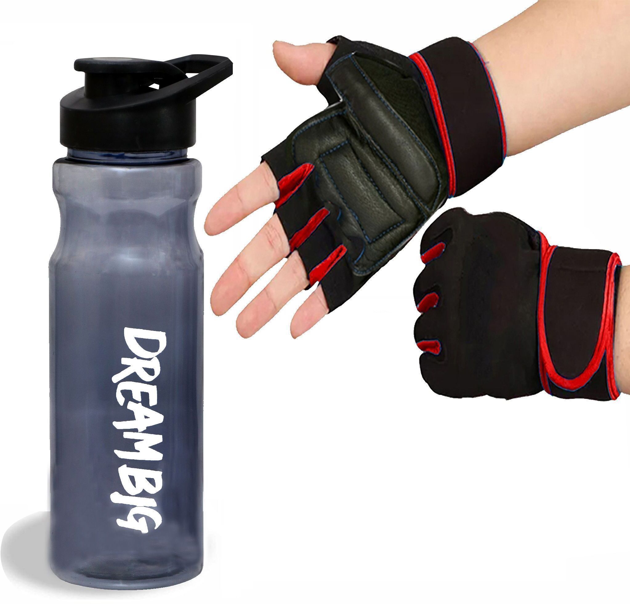 Gym Sipper Water Bottle with Gym Gloves For Gym/Workout/Boxing, For Men & Women. Fitness Accessory Kit Kit-image-42