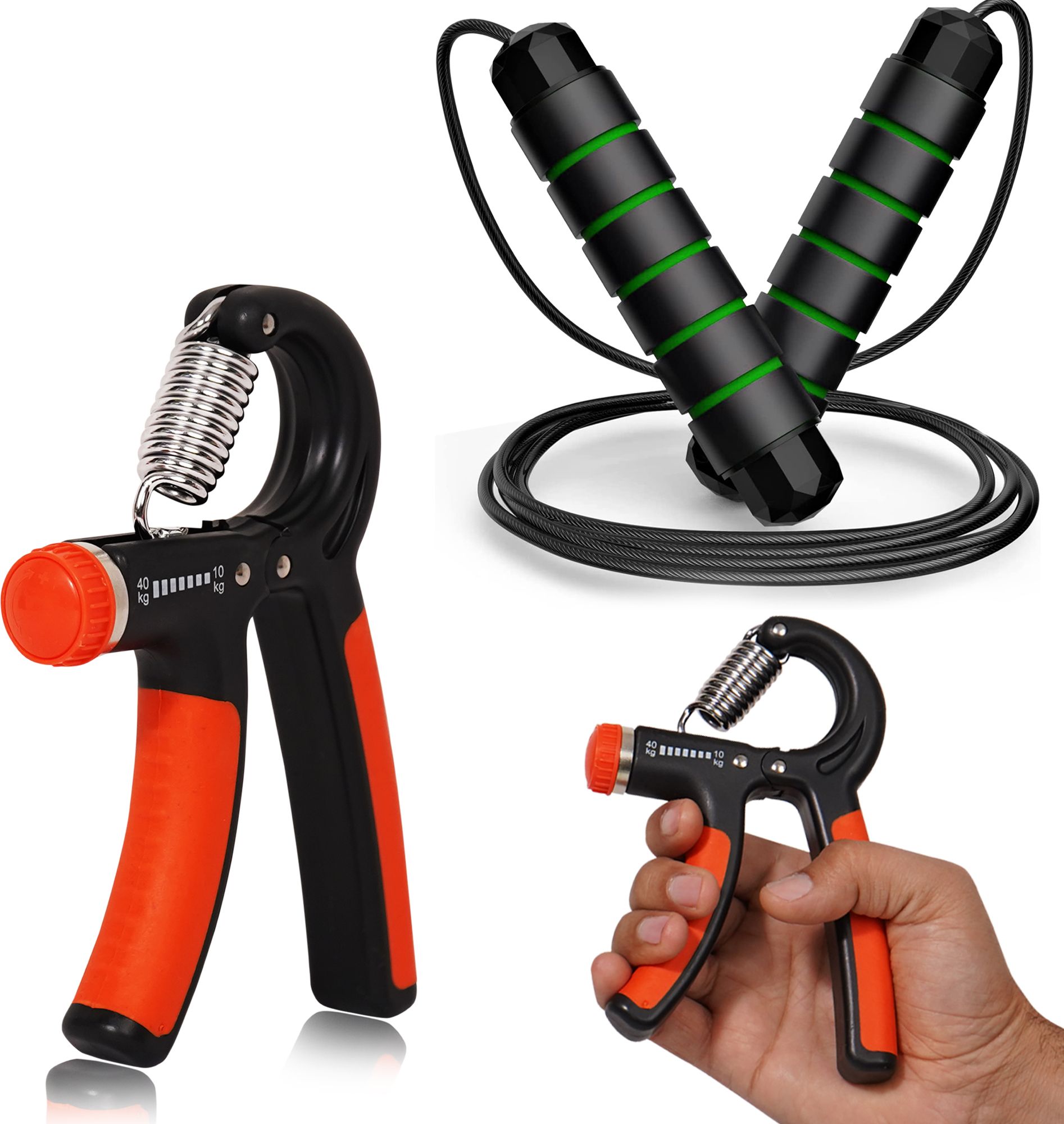 Fitness Combo of Hand Gripper with Jump Rope for Full Body & Hand Workout Fitness Accessory Kit Kit-image-29