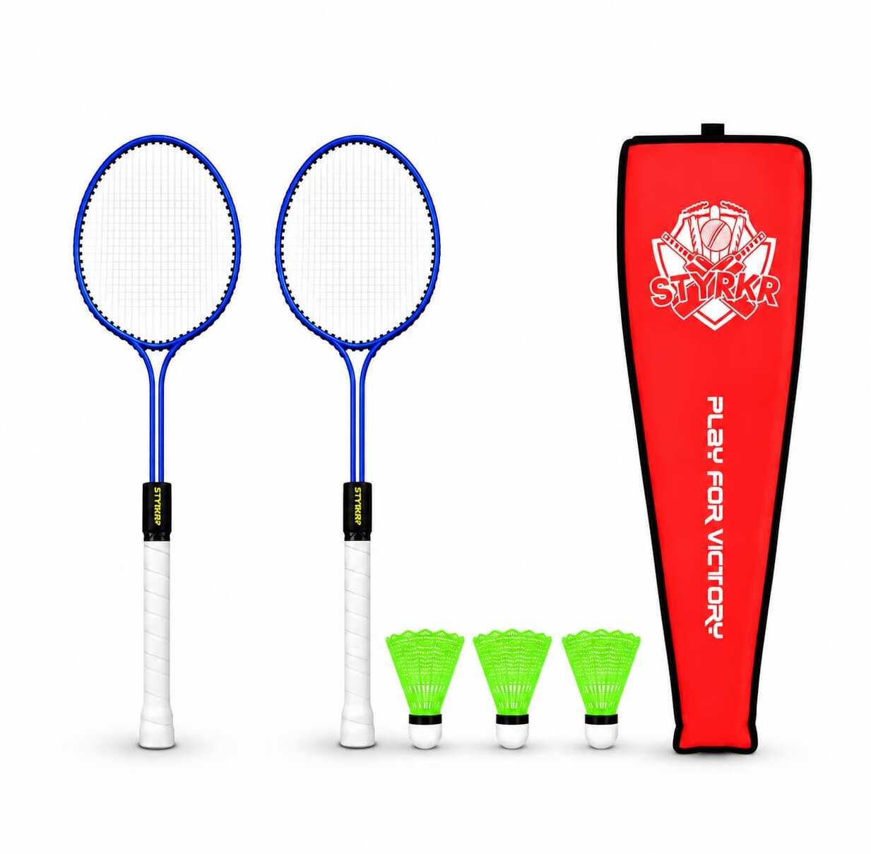 styrkr Kidzy Steel Badminton Racquet Set with 3 pc.Nylon Shuttlecock. 1 Cover Badminton Kit-picture-12