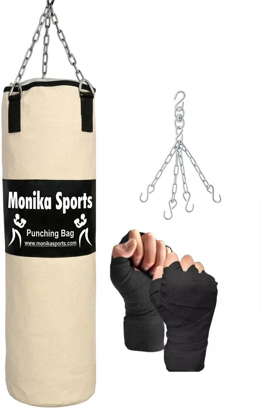 3 Feet Unfilled heavy Punching Bag and chain with Boxing Handwrap Free Boxing Kit-image-37