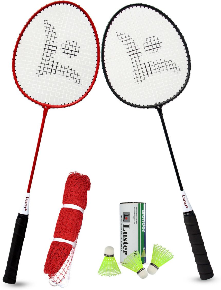 Red And Black Single Shaft Racket With Three Shuttle And Badmintion Net Badminton Kit-image-22