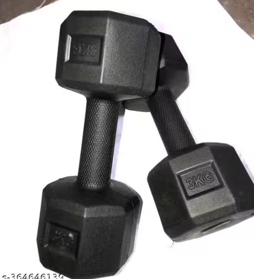 6 kg 3X2-6KG PVC HEX BLACK DUMBELL Home Gym Combo-image-15
