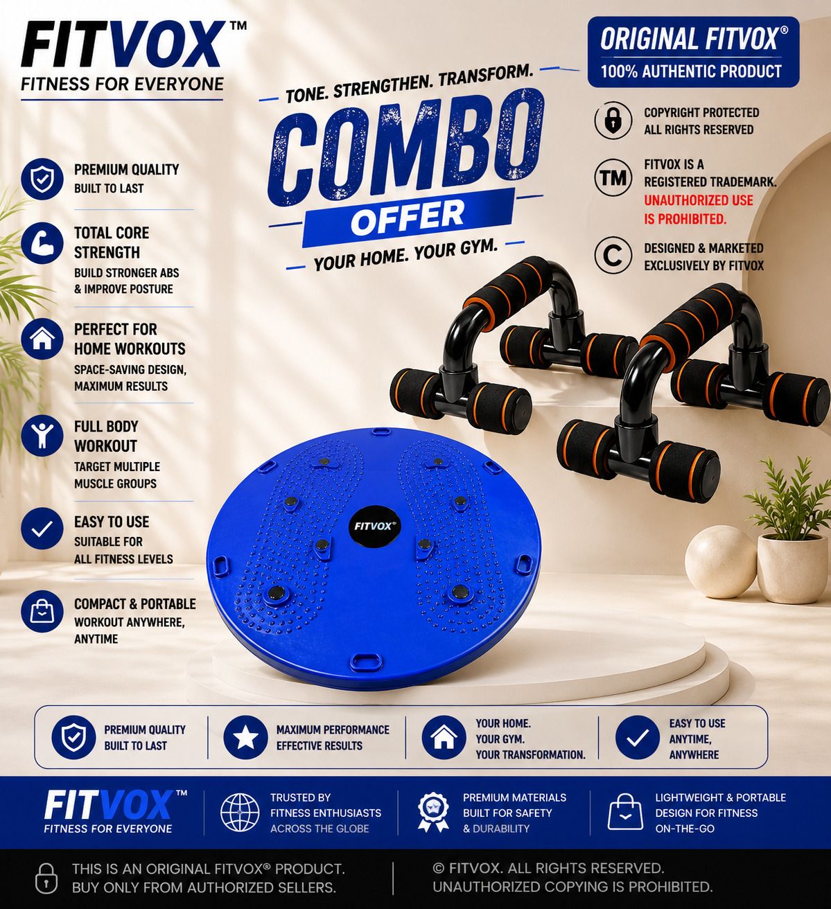 Twist & Pull Strength Fitness Combo | Tummy Twister + Pull Reducer Fitness Accessory Kit Kit-image-15