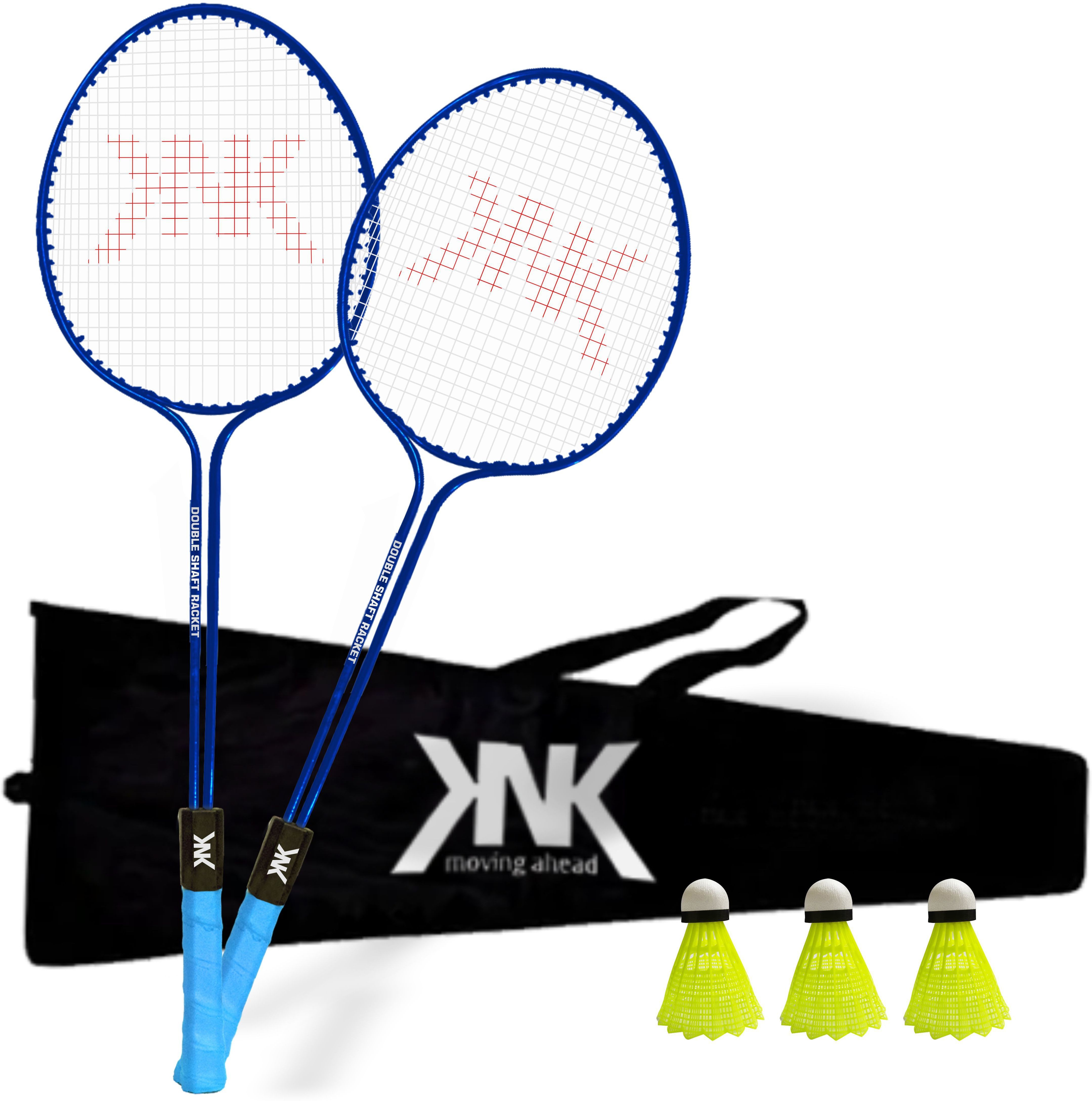 Double Shaft Badminton Kit Of 2 With 3 Pc Nylon Shuttlecock Badminton Kit