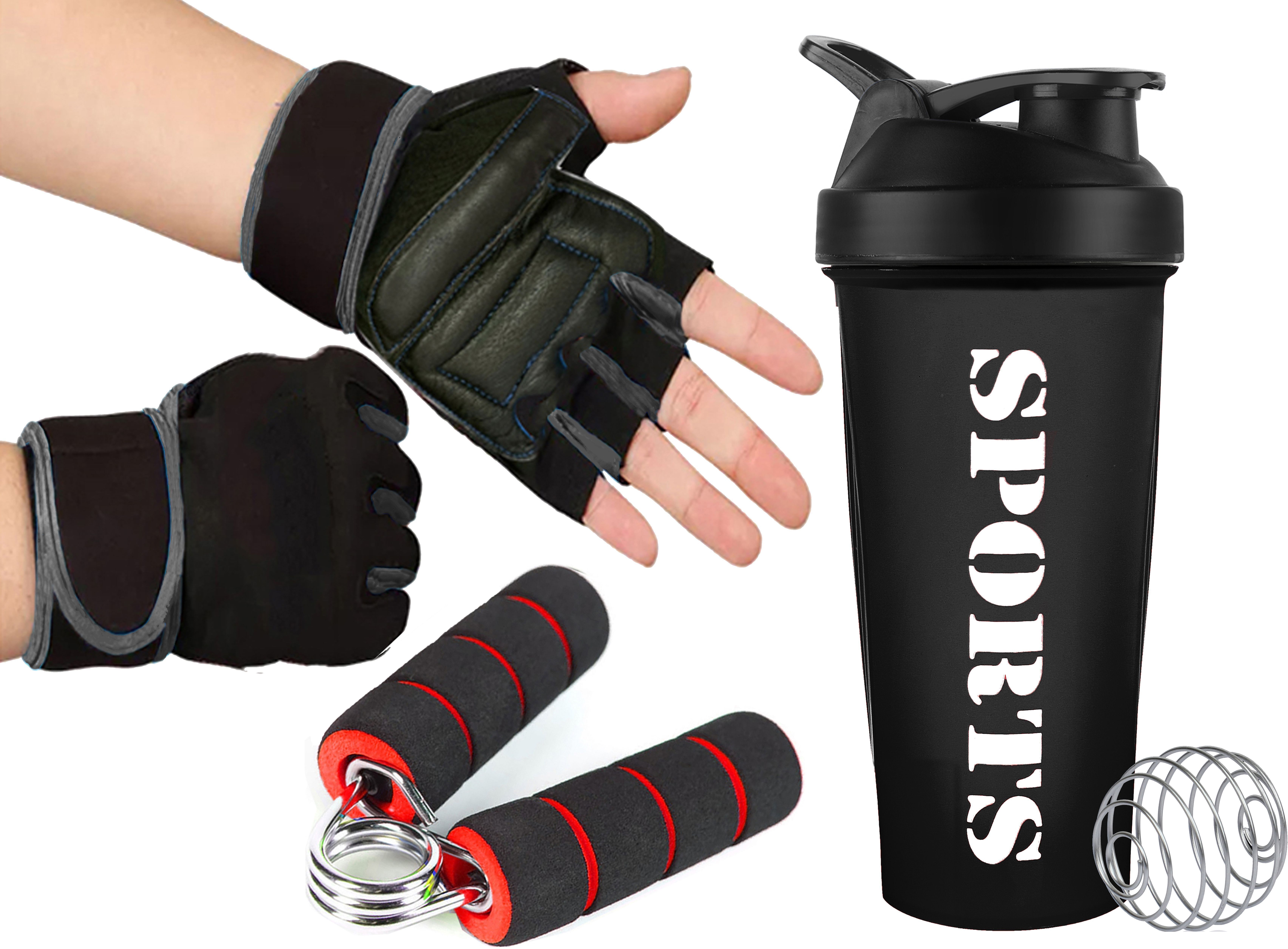 Best Quality Gym Shaker With Mini Gripper and Hand Gloves For Gym & Fitness Kit. Fitness Accessory Kit Kit-image-14