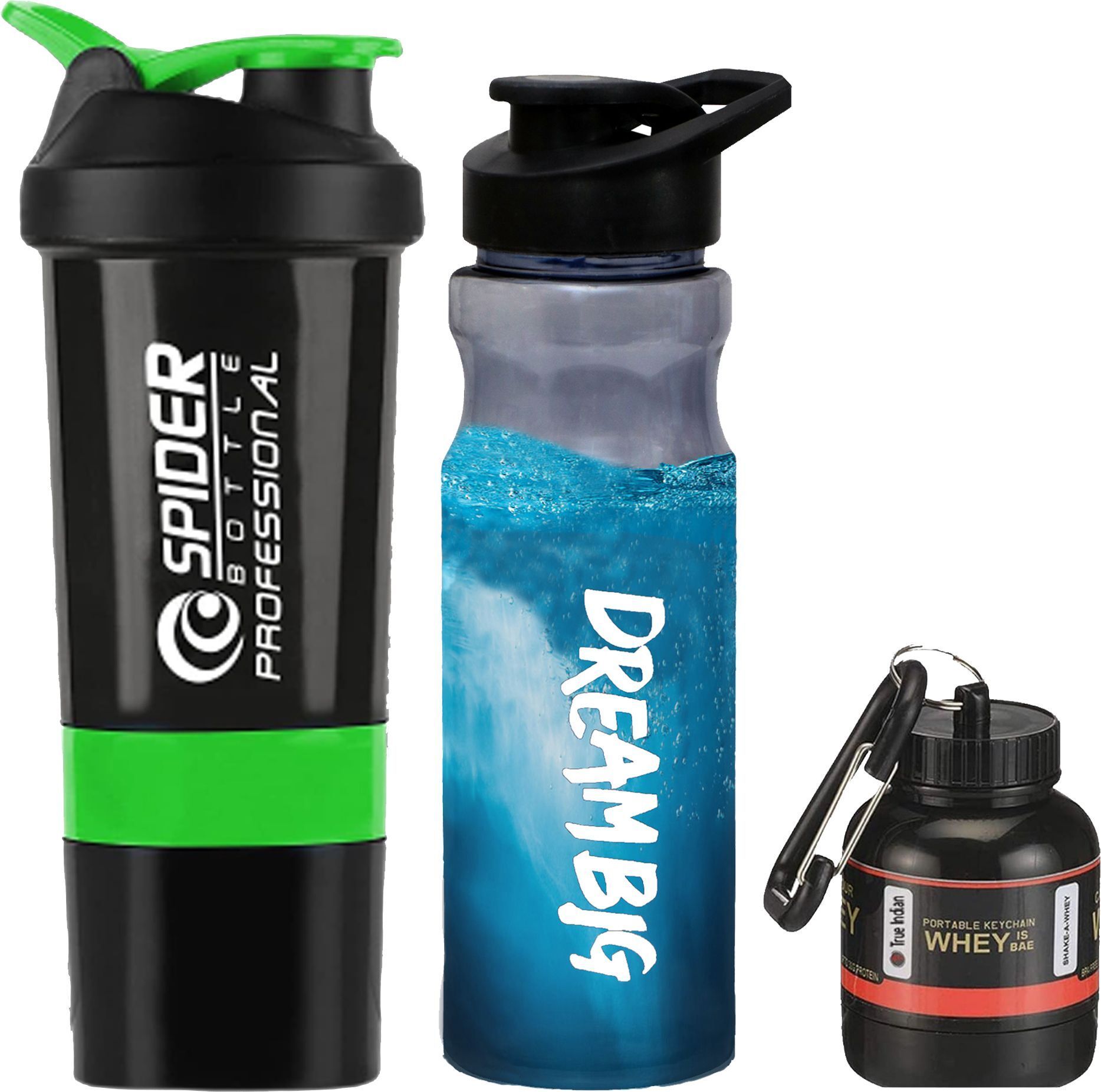 Premium Quality Plastic Gym Shaker Bottle With Sipper Bottle & Whey Conatiner Fitness Accessory Kit Kit-image-44