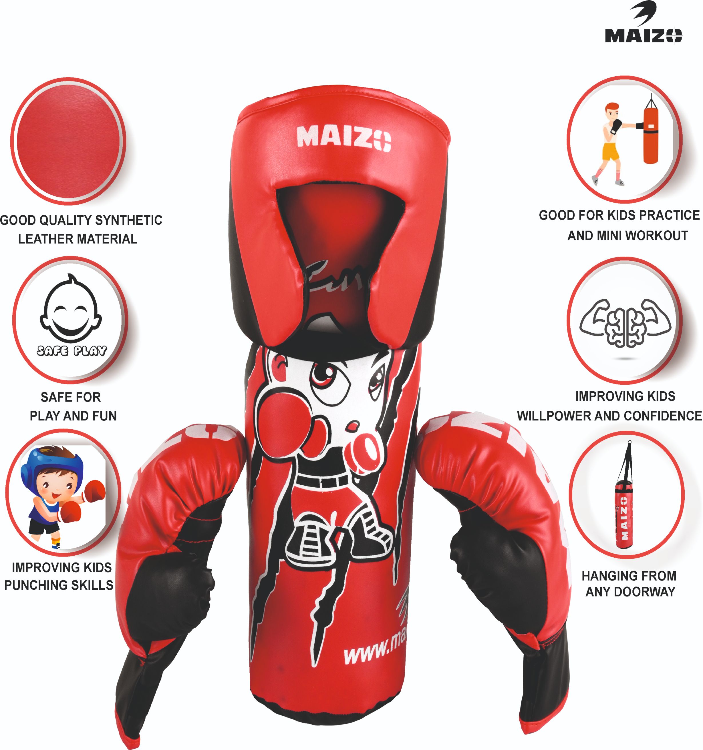 Kid Boxing Set - Punching Bag/ Head Guard/ Gloves Hanging Bag-image-18