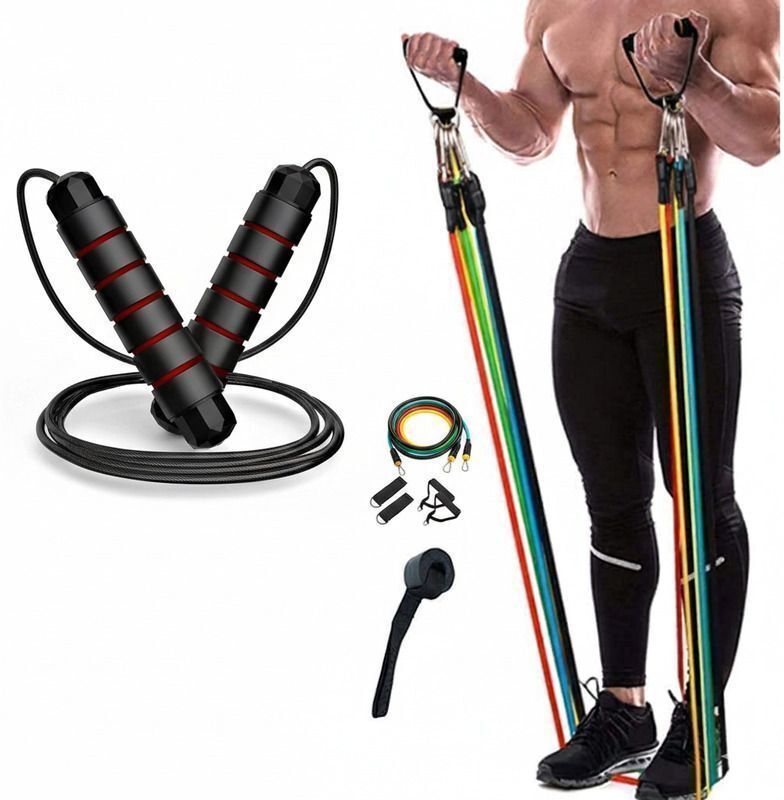 ck xwipe Resistance Bands Set for Exercise, Stretching and Workout with Pencil Rope Kit Fitness Accessory Kit Kit-picture-10
