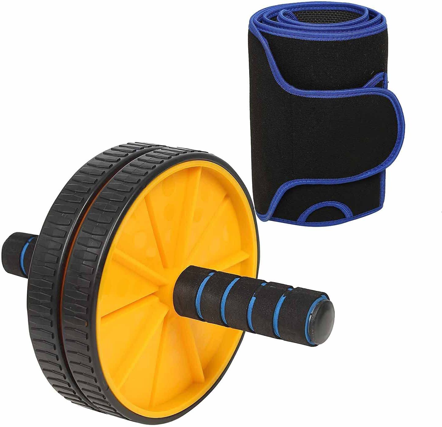 Sweat Slim Belt for Men and Women Tummy Trimmer with ab wheel Yoga Kit-image-4