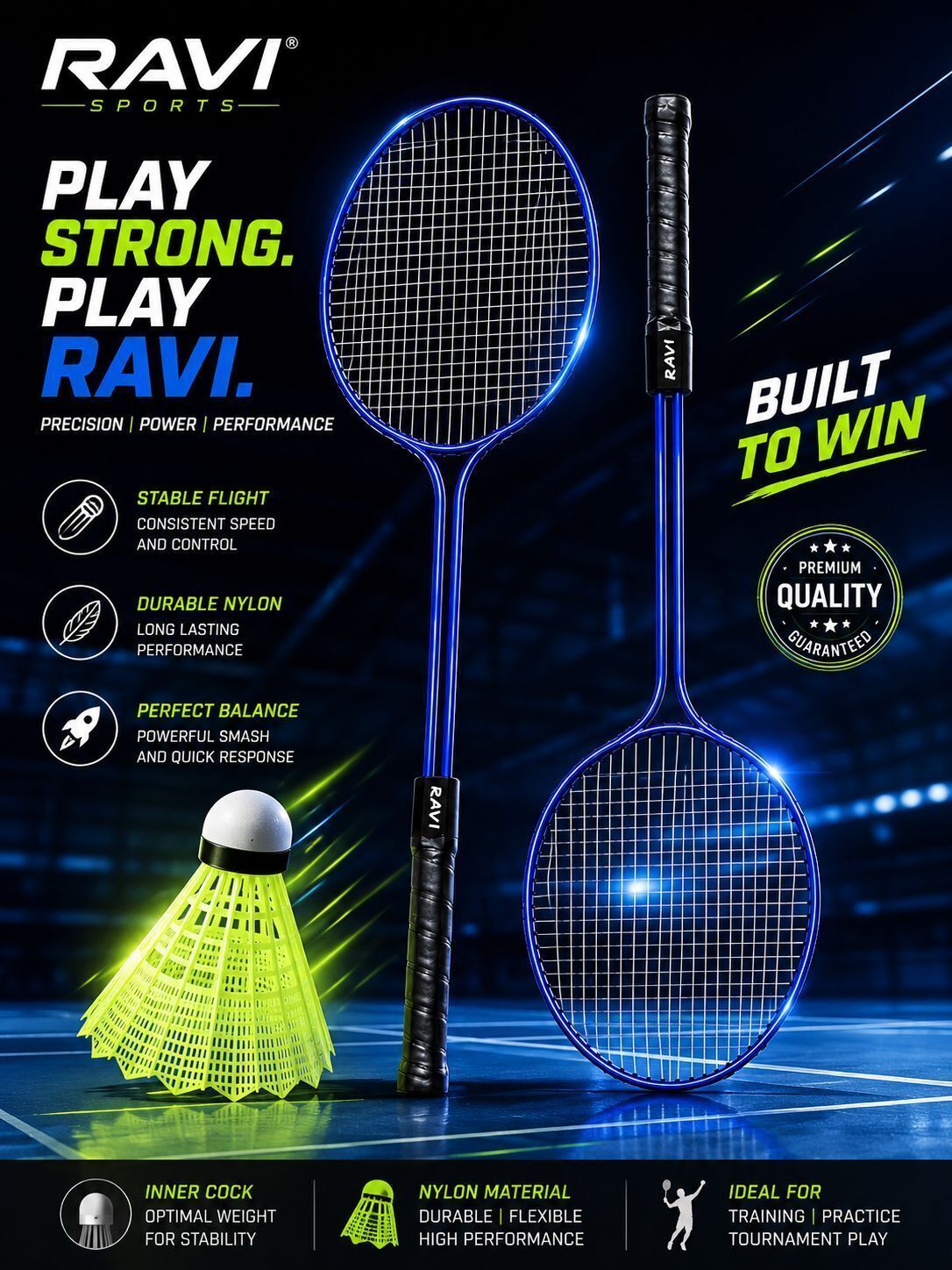ravisport New-2Racket-3Shuttle Badminton Kit-picture-27
