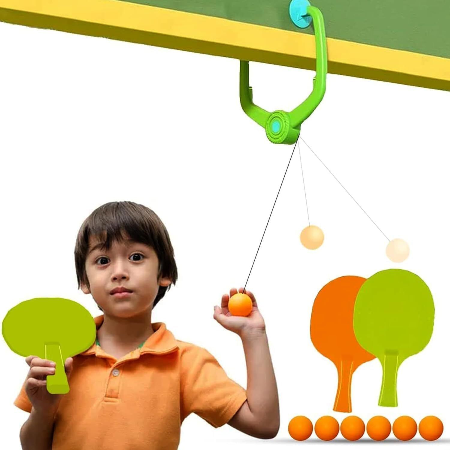 Hanging Table Tennis Self Training Indoor Gaming 2 Racket & 3 Practice Ball Table Tennis Kit-image-34
