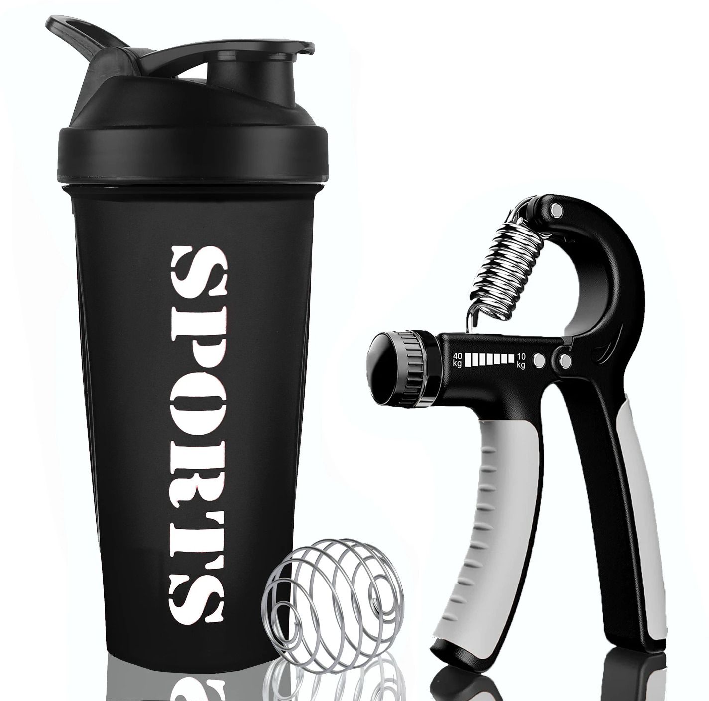 true indian Combo Of 500ml Protein Gym Shaker With Adjustable Hand Grip Strengthener. Fitness Accessory Kit Kit-picture-1