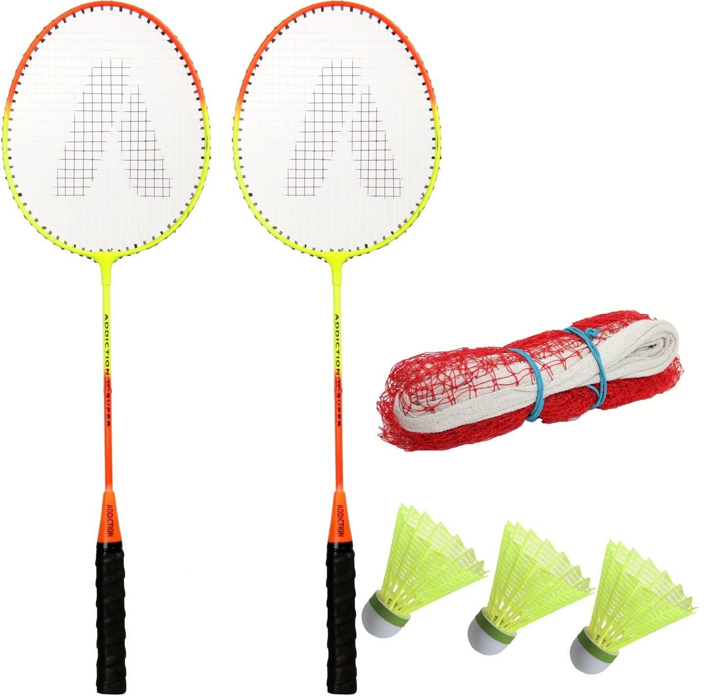 styrkr Wire-2 Badminton Combo- 2 Rackets with Shuttle Pack of 3 Plastic With Net Badminton Kit image 1