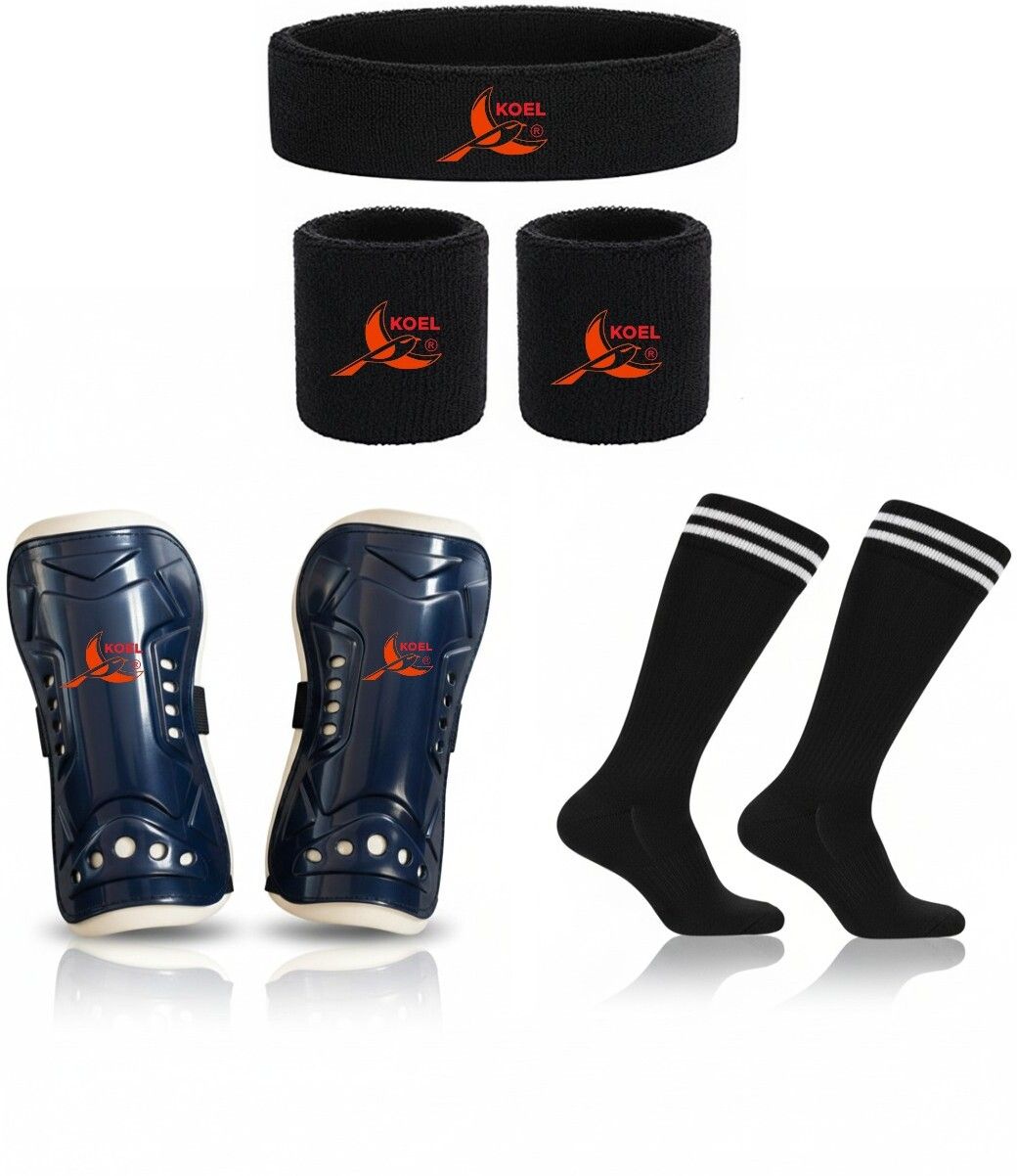 Soccer Protection Kit with 1 Pair of Shin Guard Football Socks Head & Wrist Band Football Kit-image-48