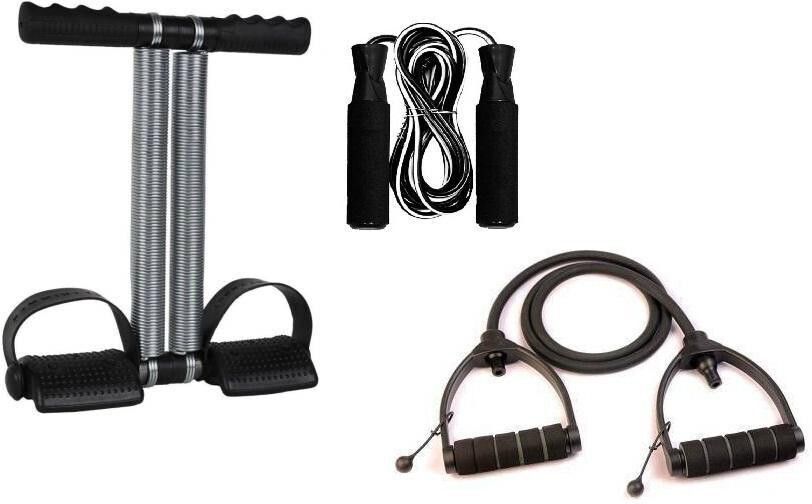 HOME GYM PRODUCT OF DOUBLE SPRING TUMMY TRIMMER, SKIPPING ROPE AND TONING TUBE Fitness Accessory Kit Kit-image-14