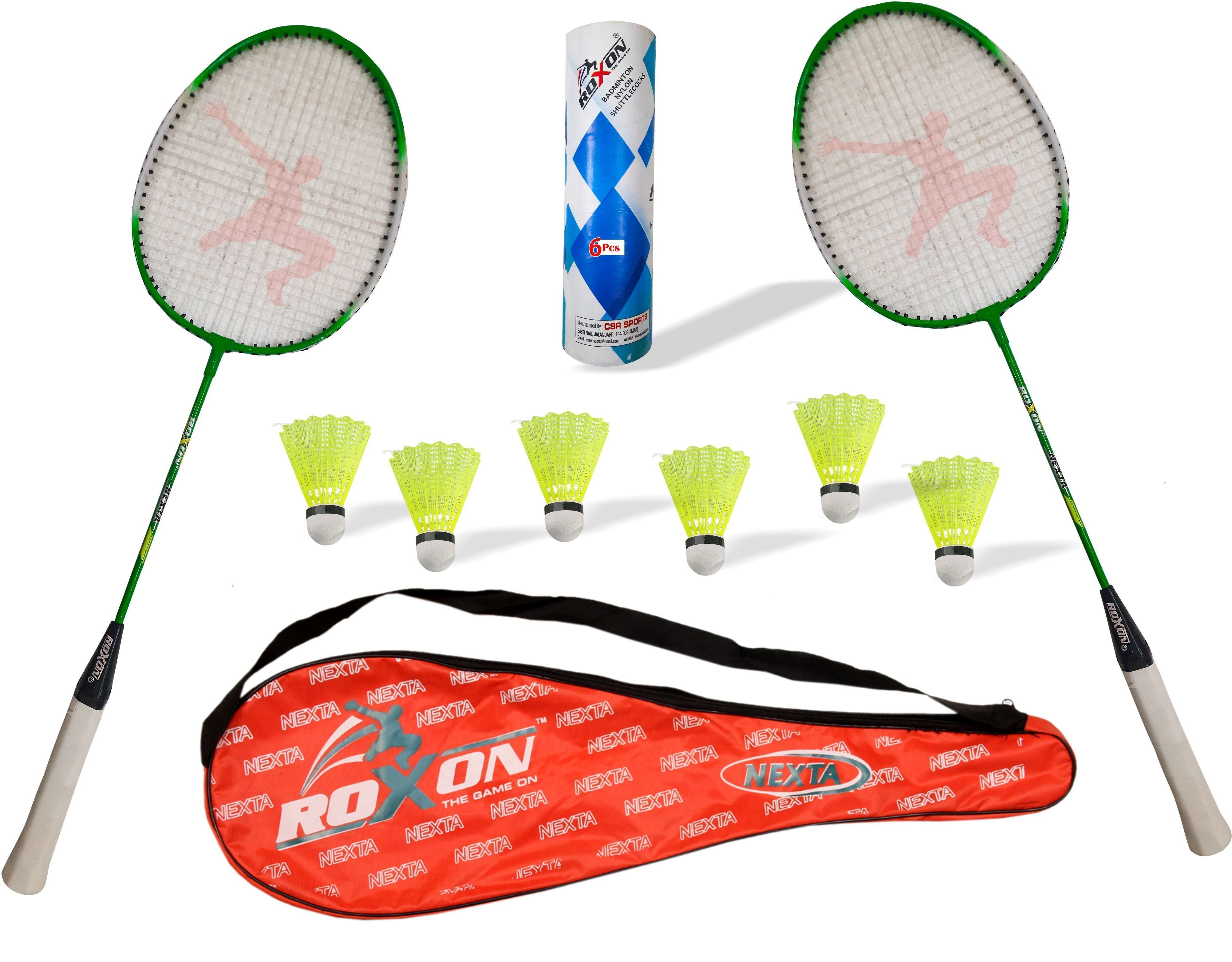 ravisport NEW NEXTA neon Racquet 2 Pcs with 6 plastic shuttlecock 1 cover Badminton Kit-picture-31