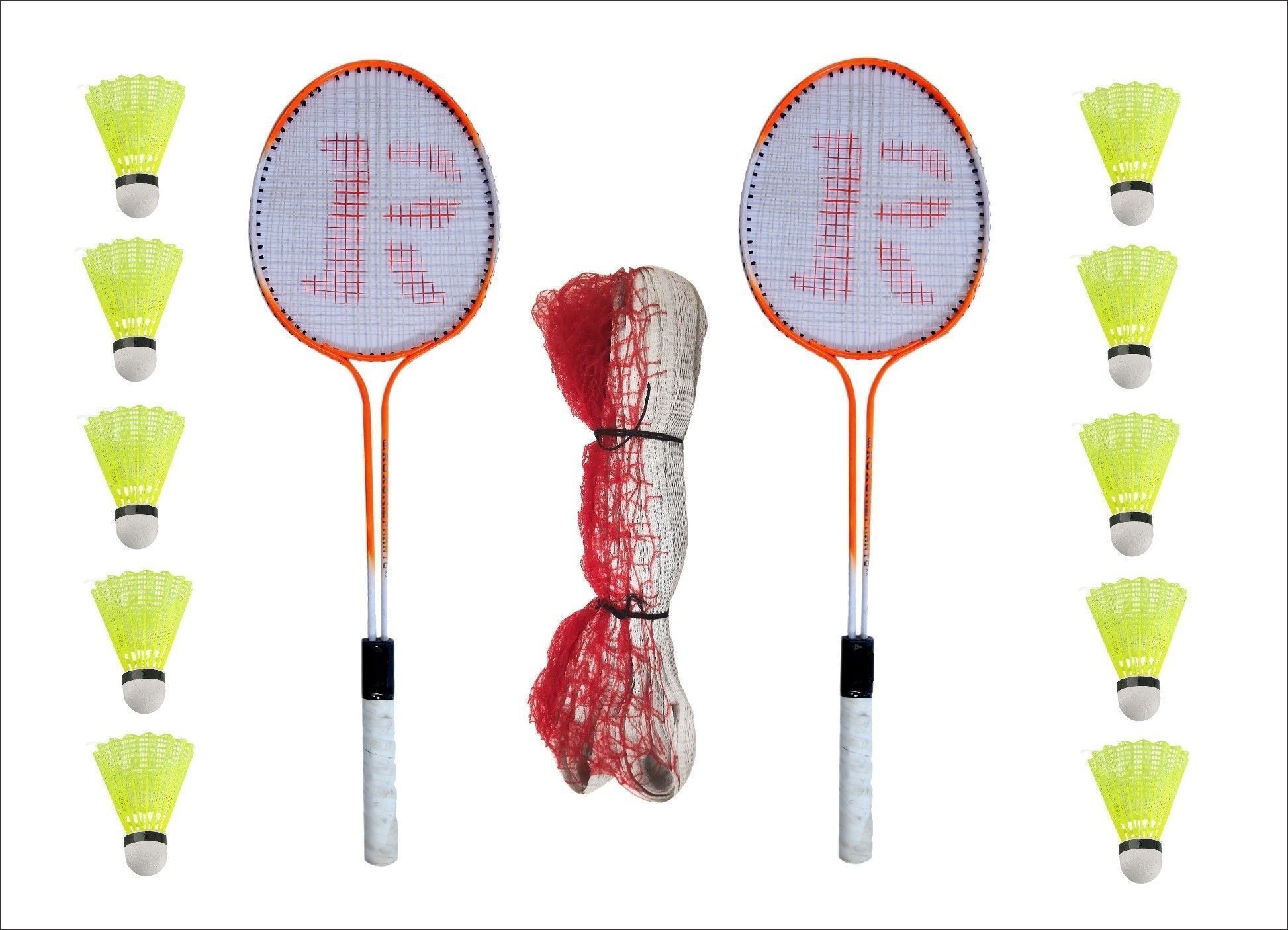 ravisport phantom double rod racket 2 pcs with 10 pcs nylon shuttlecock 1 badminton net Badminton Kit-picture-11