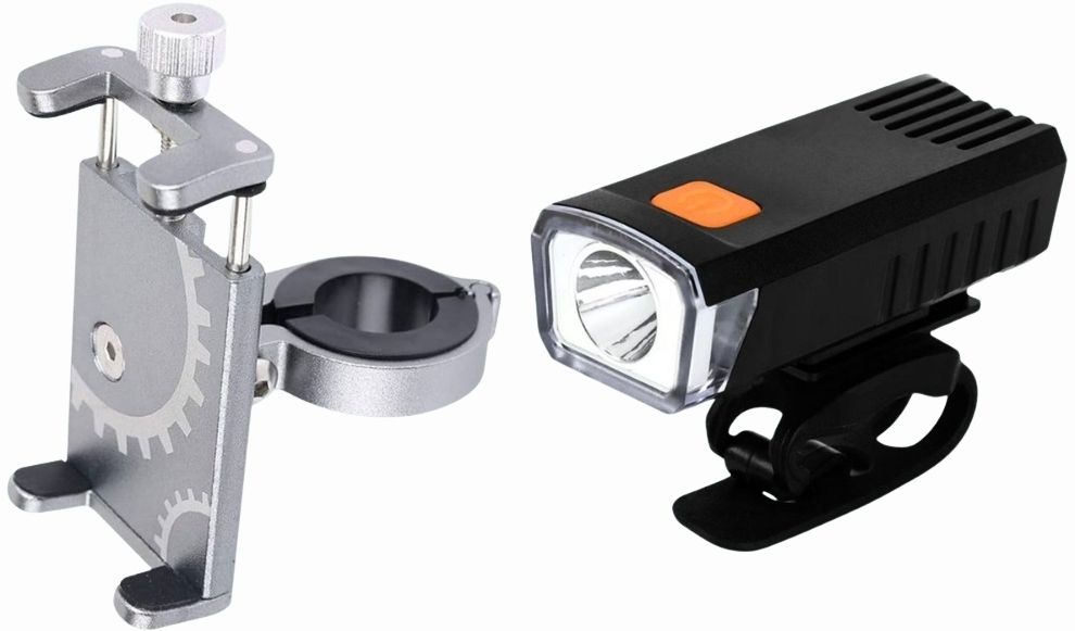 Bicycle Mobile Holder - Aluminium Alloy and Front Light Combo Cycling Kit-image-29