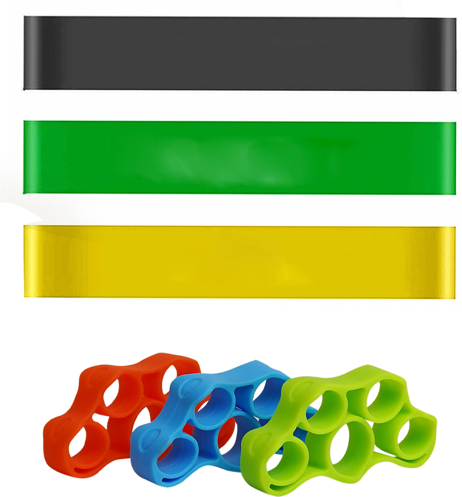 manogyam COMBO 3 Level Finger Stretcher,Exerciser-Loop band set of 3 For Exercise Fitness Accessory Kit Kit image 1