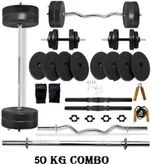 50 kg Dumbbell Set + 3ft-(Straight + Curl) RODS & FITNESS ACCESSORIES - BEST EXERCISE Home Gym Combo-image-46