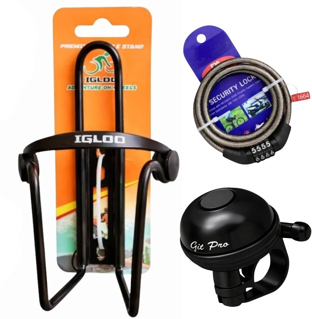 Bottle Holder, Loud Bell & 4 Digit Combination Cable Lock for Bicycle Combo Cycling Kit-image-49