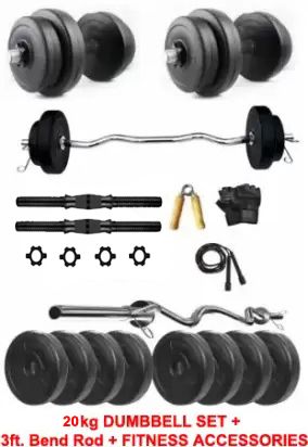 20 kg FITNESS PVC Home Gym set with Curl Rod & Accessories Home Gym Combo