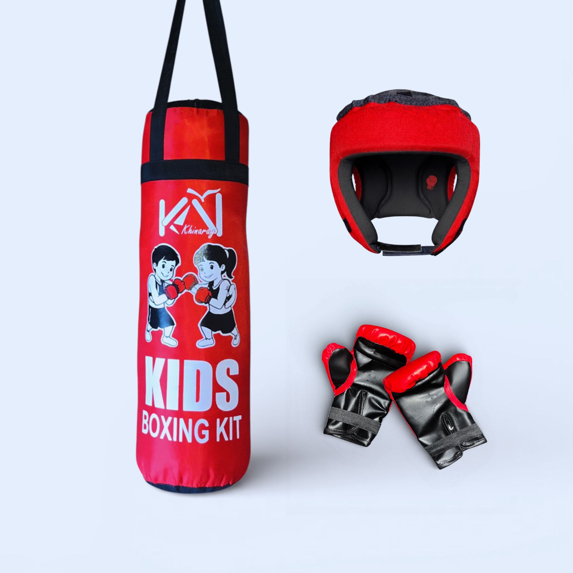 Boxing Kit Set for Kids, Punching Bag, Gloves & Head Guard 3-8 Yrs Boxing Kit-image-27