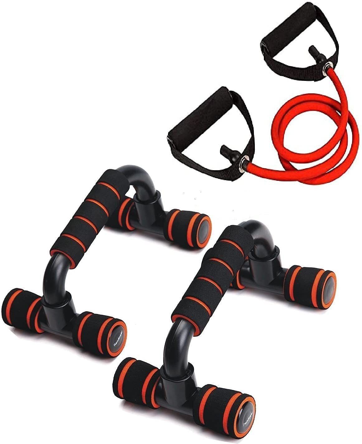 sun shadow Resistance Toning Tube & Push Up Bar (Combo of 2) Elastic Resistance Bands Rope Rubber Band Fitness Dips Stand, Exercise Equipment for Home Gym Fitness Accessory Kit Kit-picture-11