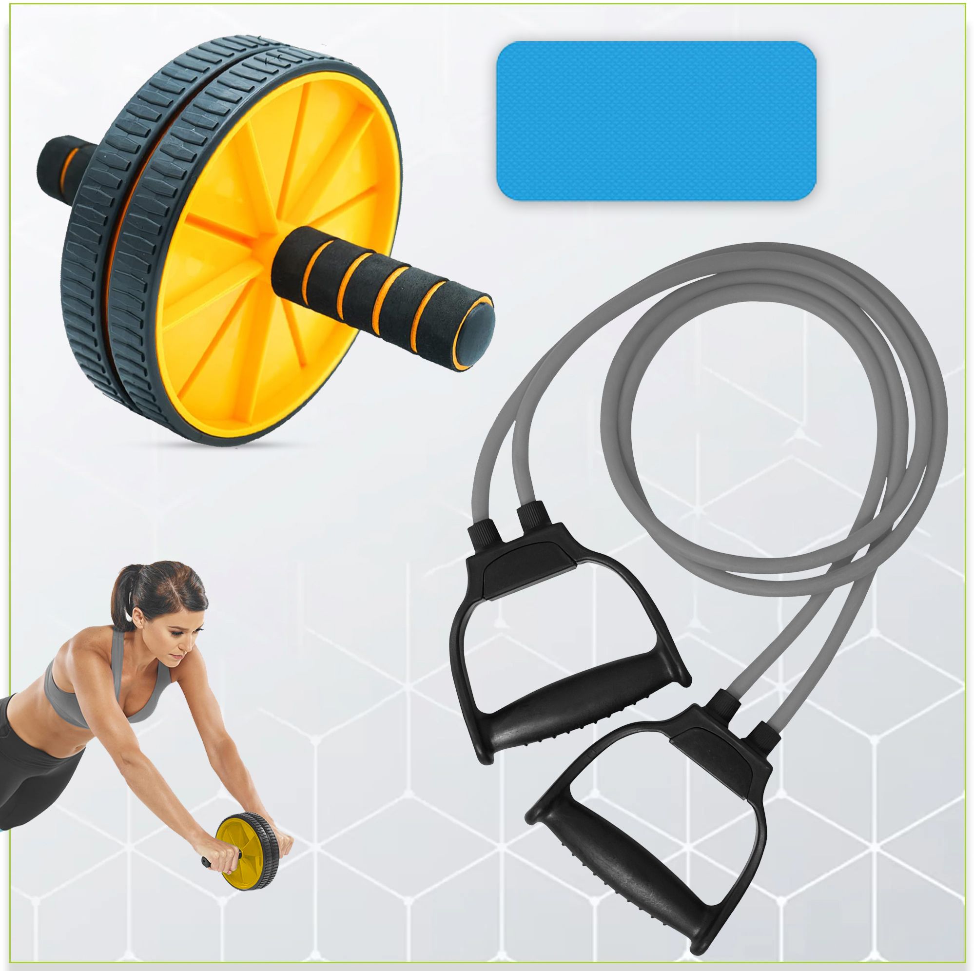Double Wheel AB Roller & Double Toning Tube Fitness Accessory Kit Kit-image-38