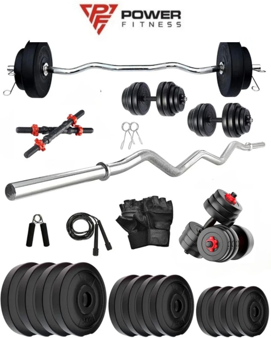 30 kg combo kit 3ft curl rod Fitness Accessory Kit Kit-image-38