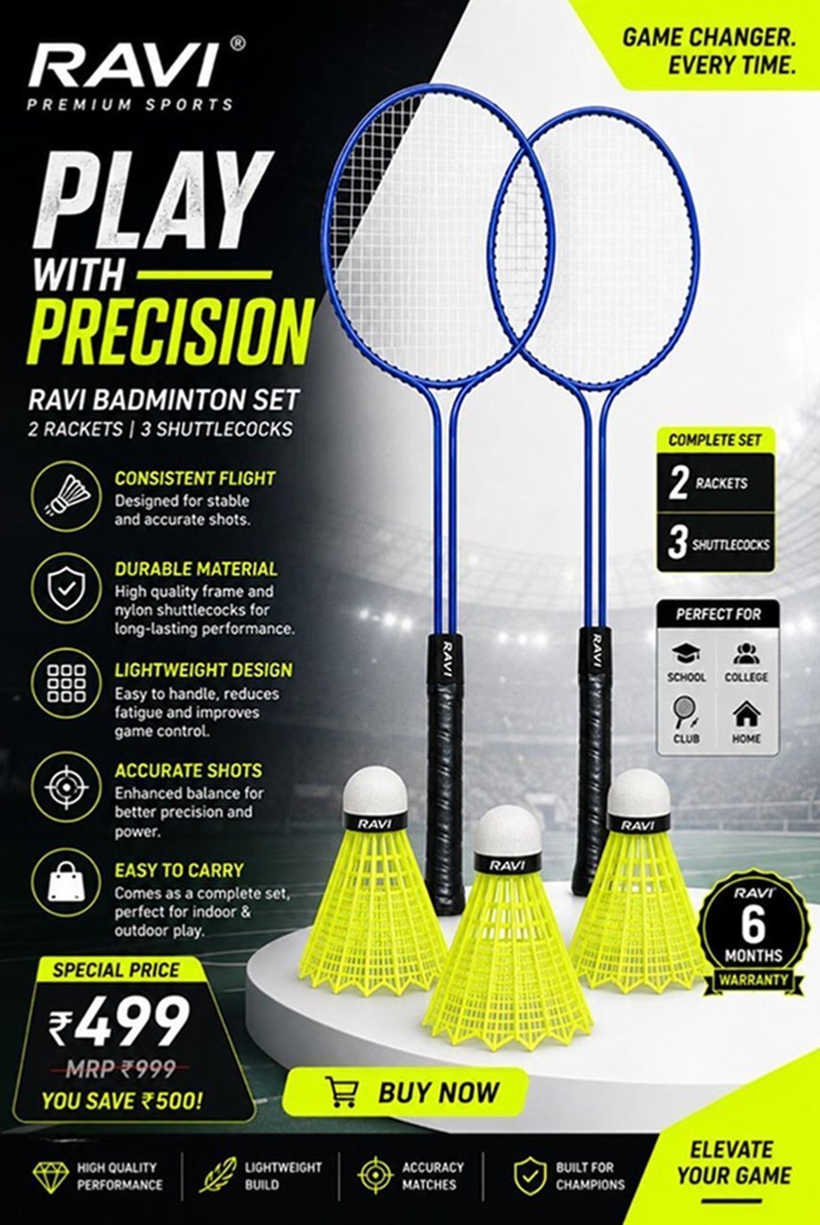 ravisport Shuttle Bat Combo127 Badminton Kit-picture-15