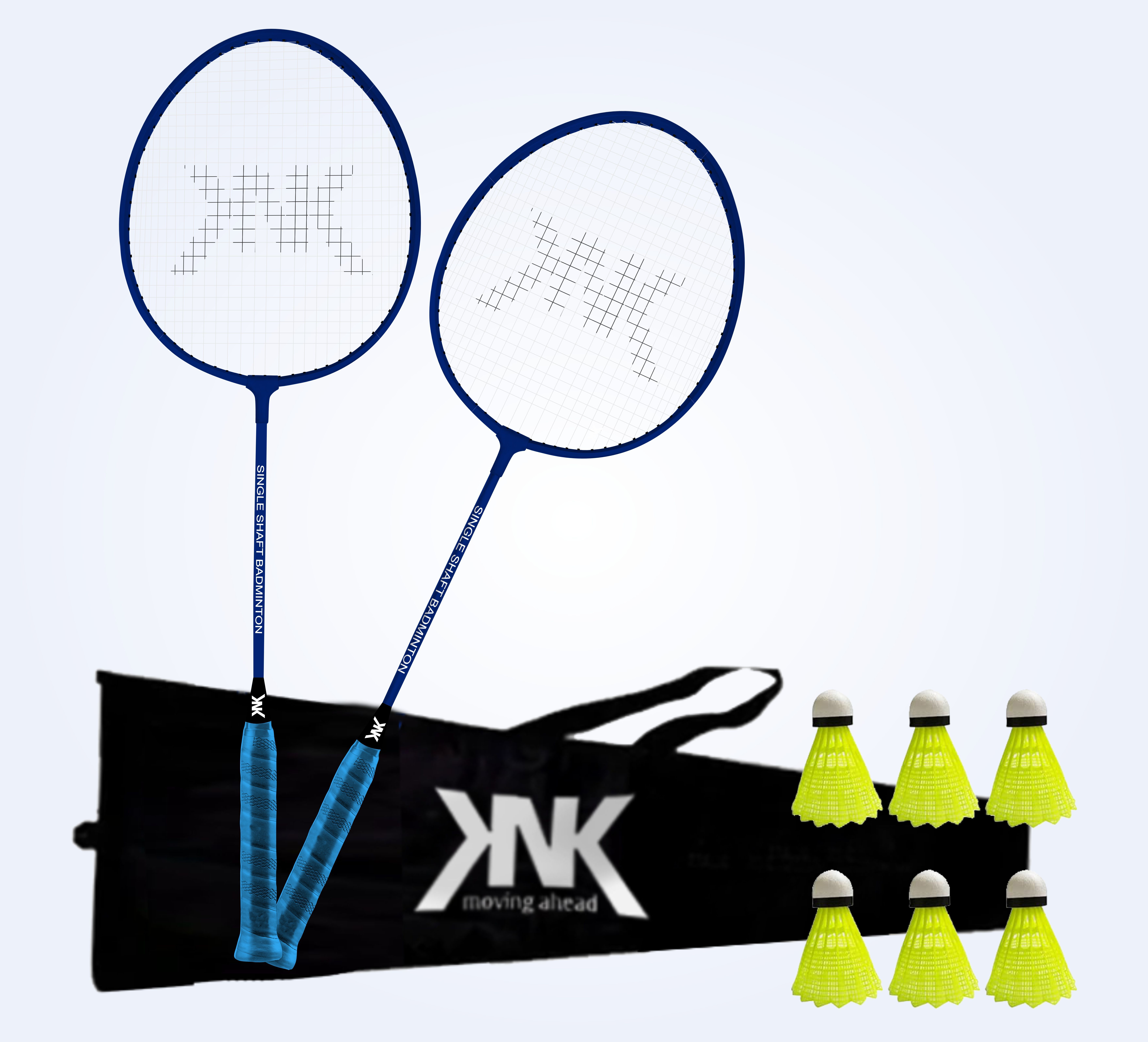 Single Shaft Badminton Of 2 With 6 Pc Nylon Shuttlecock With Cover Badminton Kit-image-23
