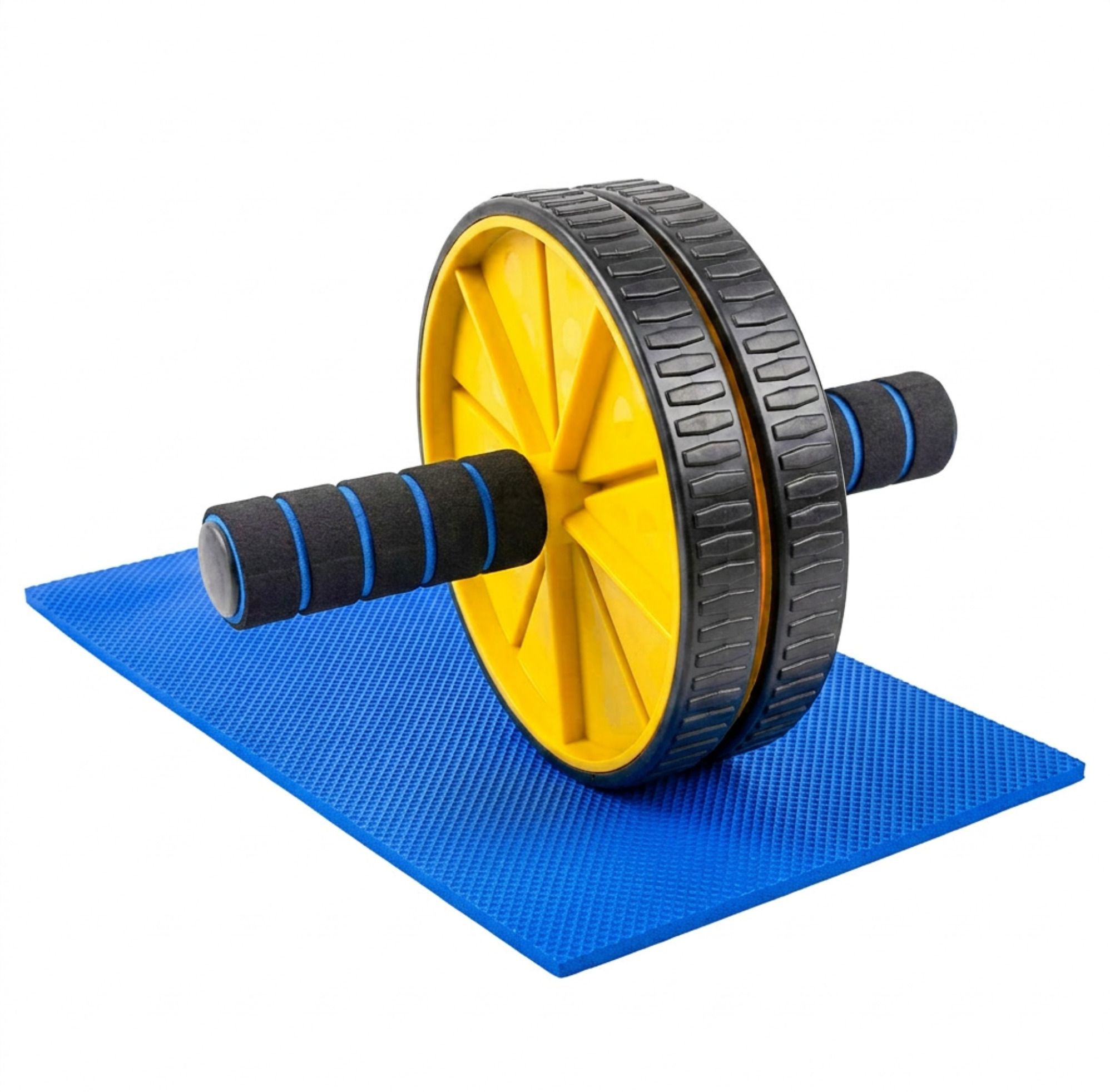 Dual Wheel Ab Roller with Knee Mat Fitness Accessory Kit Kit-image-26