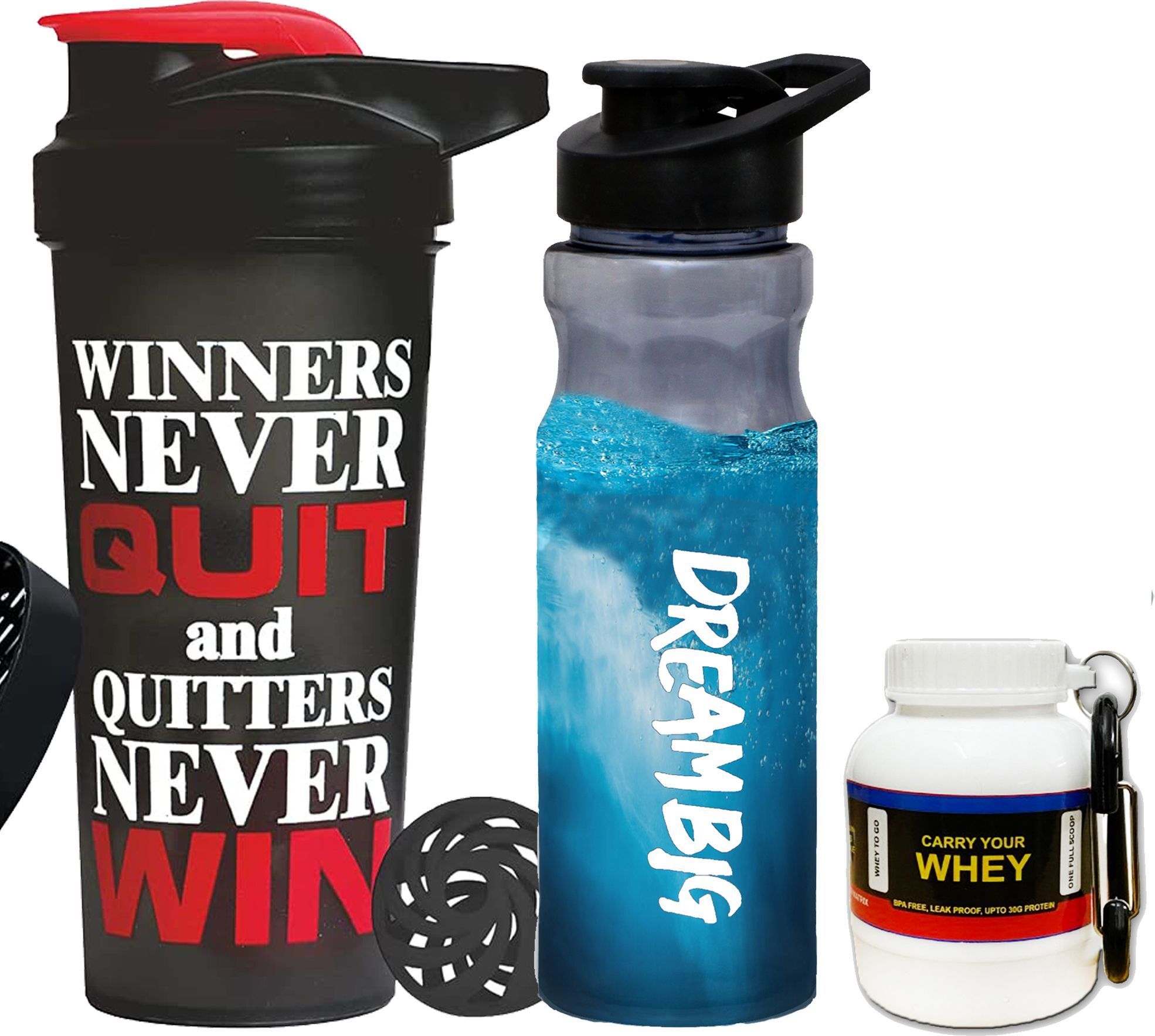 Brand New Gym Protein Shaker ,With Sipper Water Bottle & Whey Container/ Loader Fitness Accessory Kit Kit-image-43