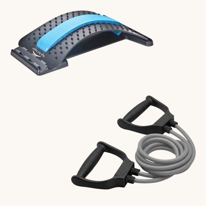 Back Stretcher Multi-Level Lumbar Muscle Pain Relief With Double Toning Tube Fitness Accessory Kit Kit-image-29