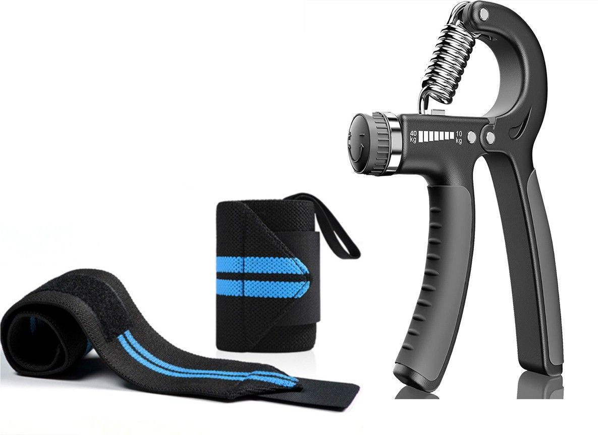 Adjustable with Anti Slip Handle Hand Grip with Sports Weightlifting Wrist band Fitness Accessory Kit Kit-image-8