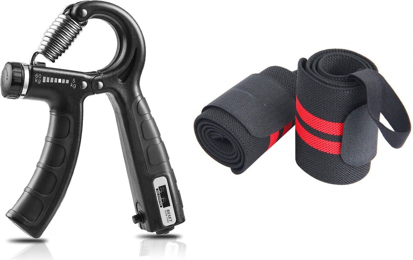Fitness Combo of Hand Gripper with Counter and Wrist Band Fitness Accessory Kit Kit-image-15