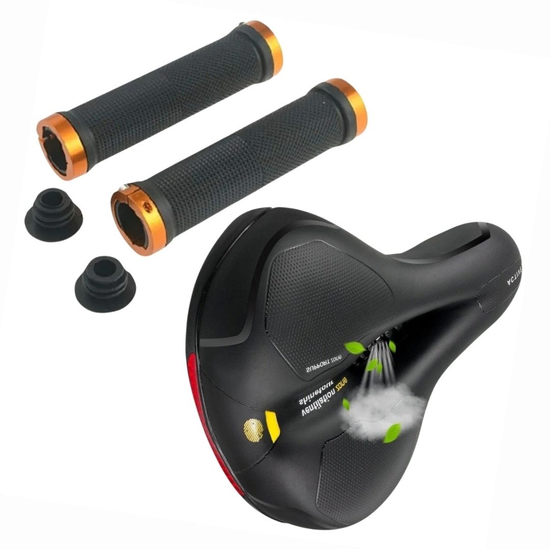 Comfort bike saddle & lock-on handlebar grips combo Cycling Kit-image-1