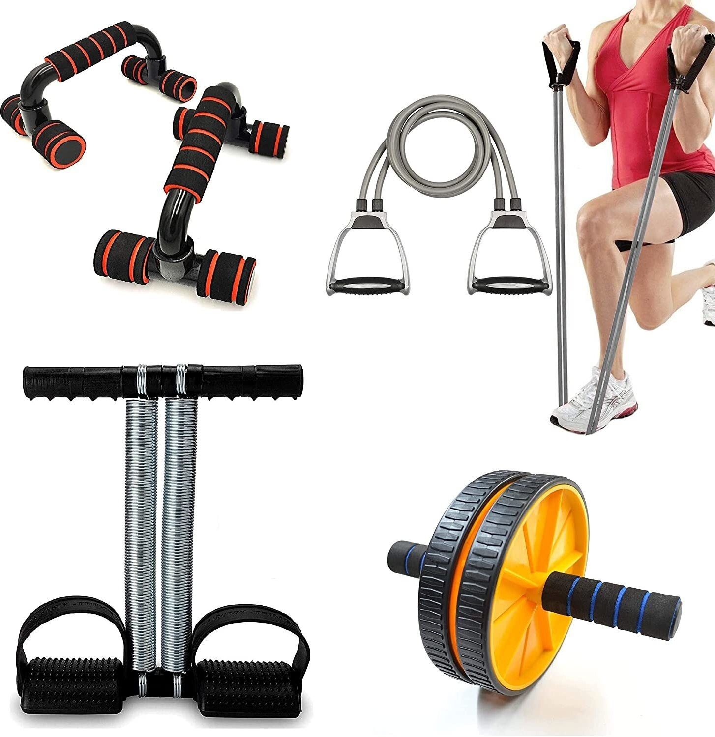 manrom 2wheel Ab Roller With Toning Tube and Pushup Bar, Skipping Rop Fit.Acces.Kit Ab Exerciser-picture-20