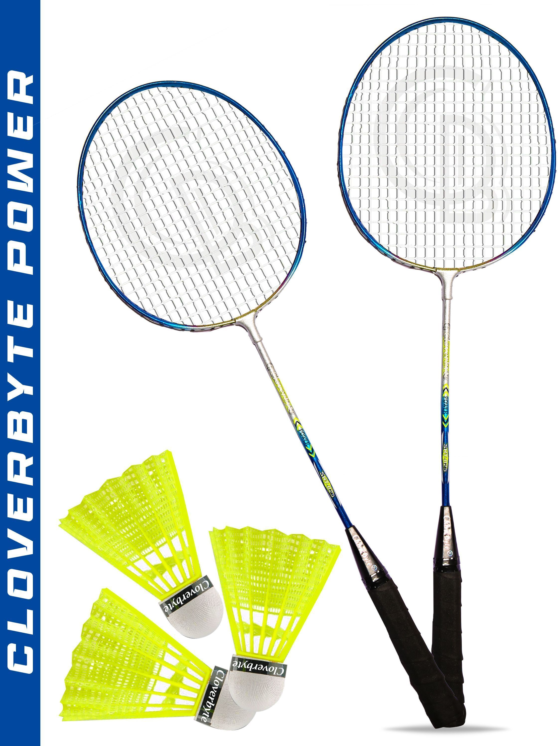trock POWER Blue Steel LightWeight Badminton Racquet 1 Pair with 3 pc Shuttlecocks Badminton Kit-picture-33