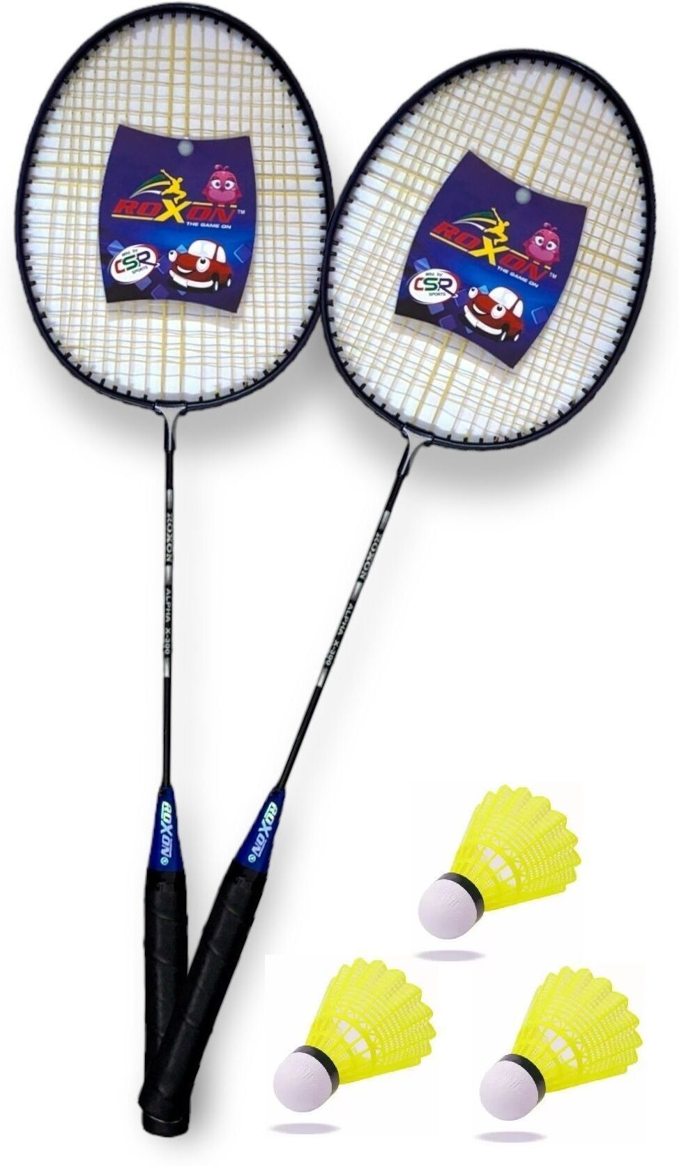 Alpha X-300 Pack Of 2 Piece Racket With 3 Plastic Shuttles Badminton Kit-image-28