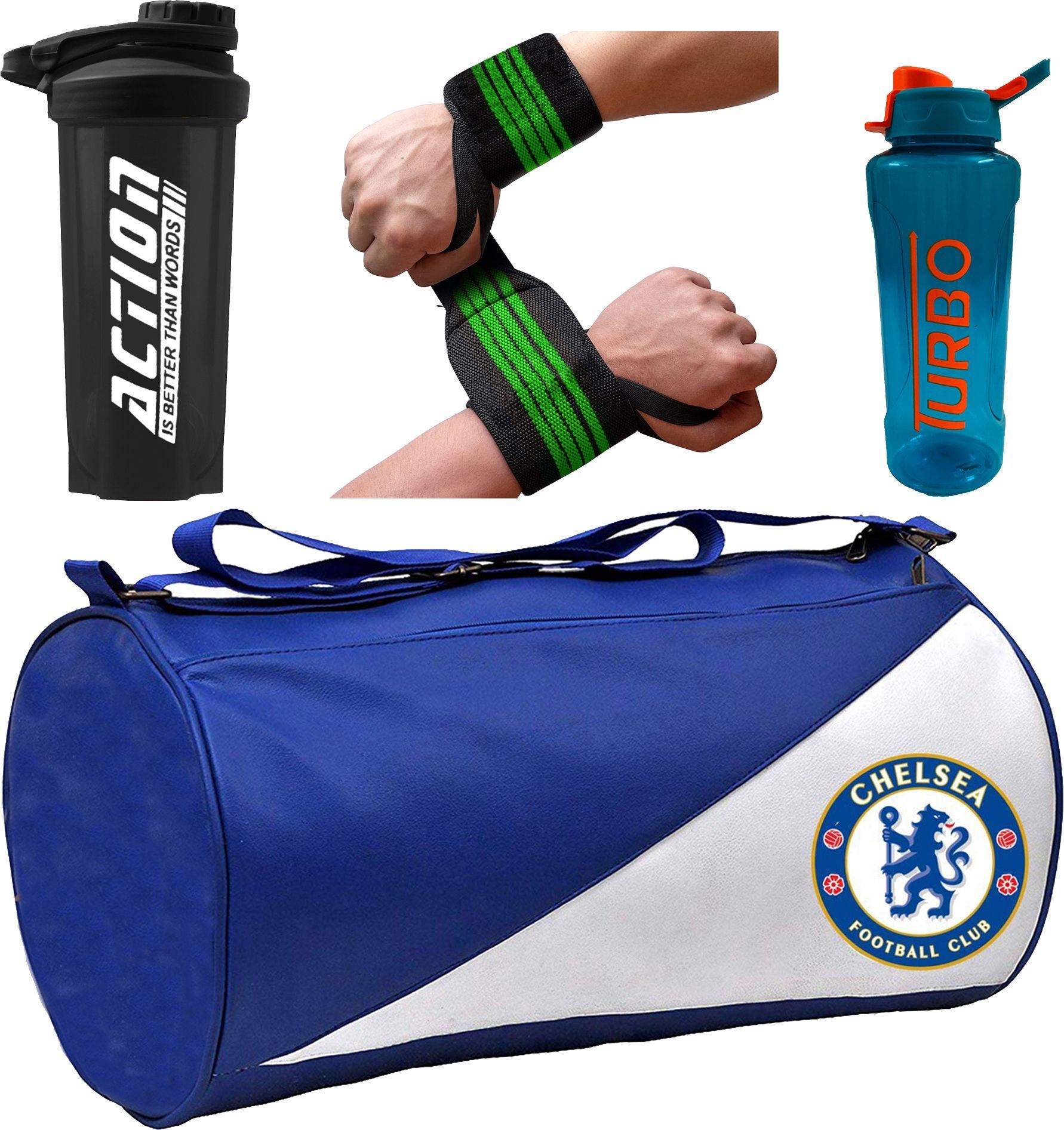 Premium Gym Combo Gym Duffle Bag, Protein Shaker, Water Sipper,Strong Wrist Band Fitness Accessory Kit Kit-image-31