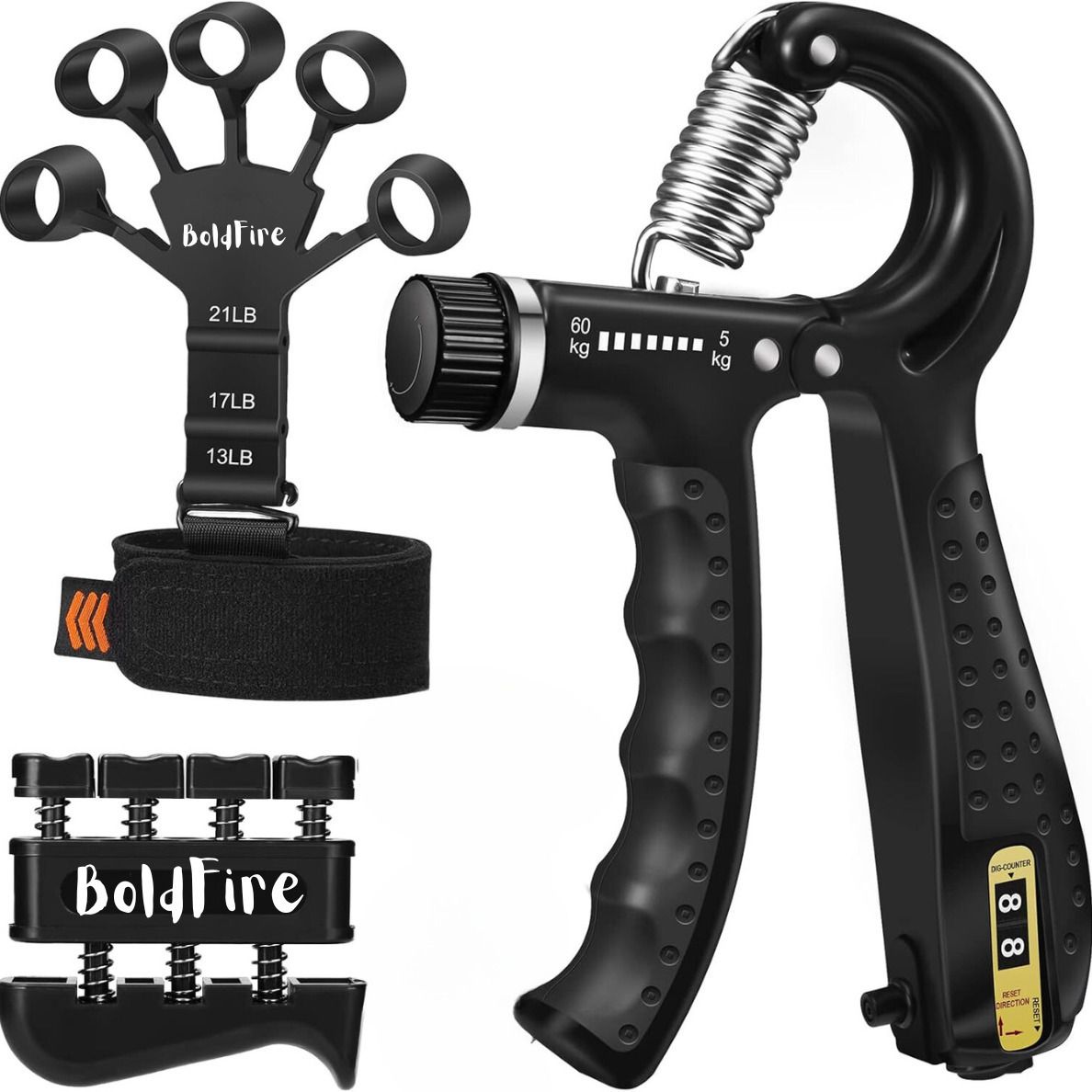 Combo Grip Strengther Trainer Kit (Pack of 2),Forearm Strengthener,Hand Squeezer Fitness Accessory Kit Kit