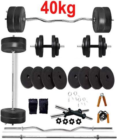 40 kg FITNESS 40kg PVC Dumbbell Set + FITNESS ACCESSORIES - BEST HOME EXERCISE SET Home Gym Combo-image-47